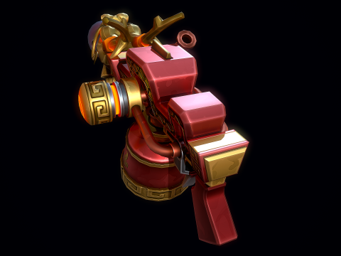 Stylizowany Smoczy Miotacz Płomieni Model 3D