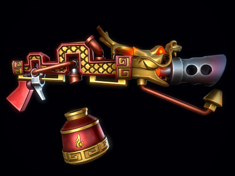 Stylizowany Smoczy Miotacz Płomieni Model 3D