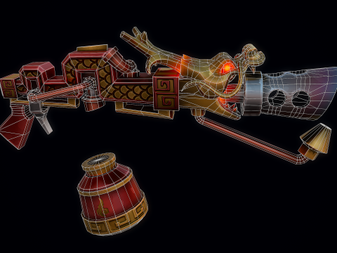 Stylizowany Smoczy Miotacz Płomieni Model 3D