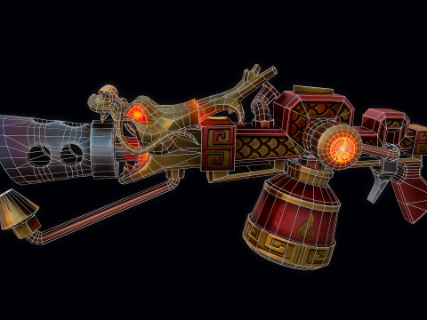 Stylizowany Smoczy Miotacz Płomieni Model 3D