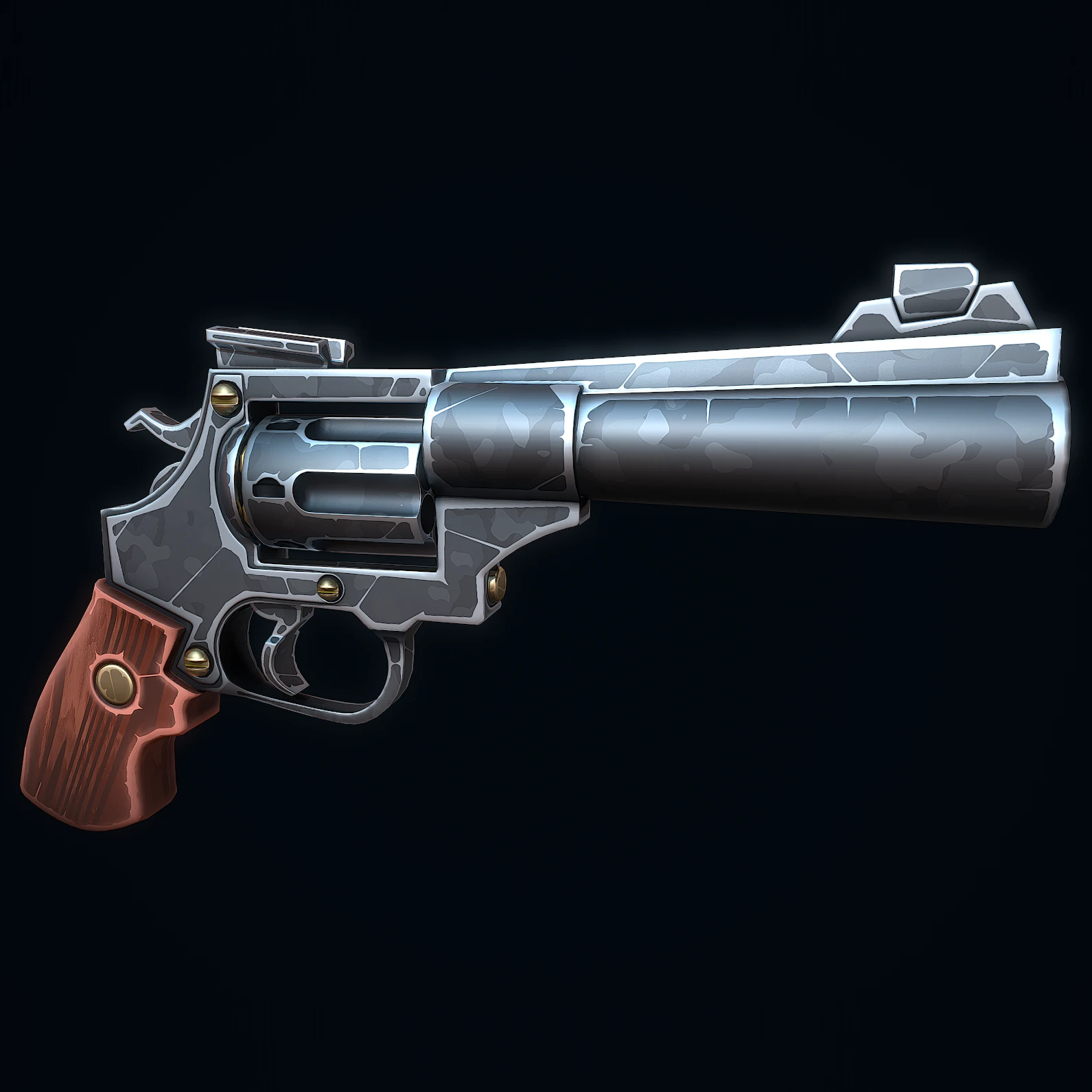 Stylized Magnum Revolver 3D Model .c4d .max .obj .3ds .fbx .stl .blend 