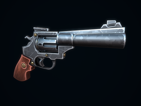 Stilisierter Magnum-Revolver 3D Modell