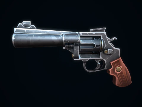 Stylized Magnum Revolver 3D Model
