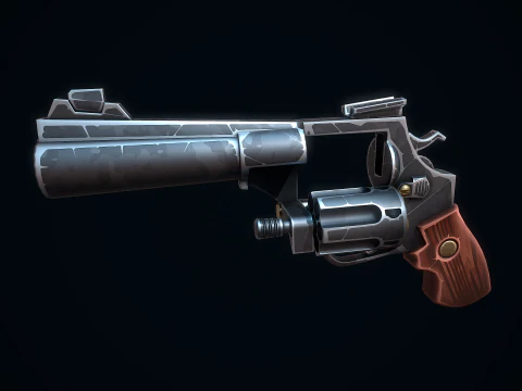 Stylized Magnum Revolver 3D Model