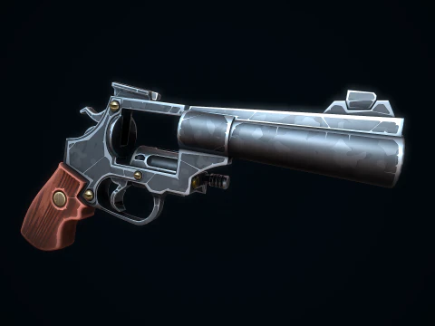 Stylized Magnum Revolver 3D Model