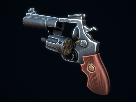 Stylized Magnum Revolver 3D Model