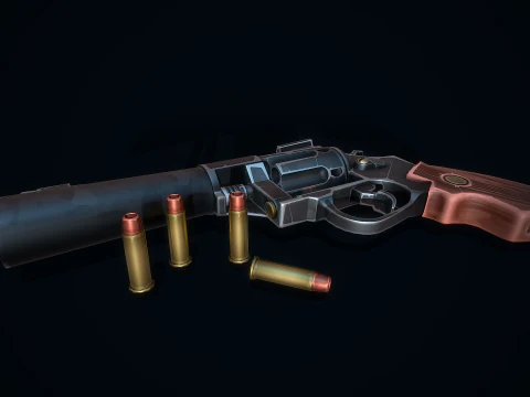 Stylized Magnum Revolver 3D Model
