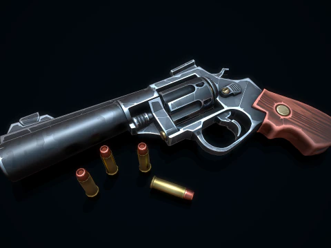 Stylized Magnum Revolver 3D Model