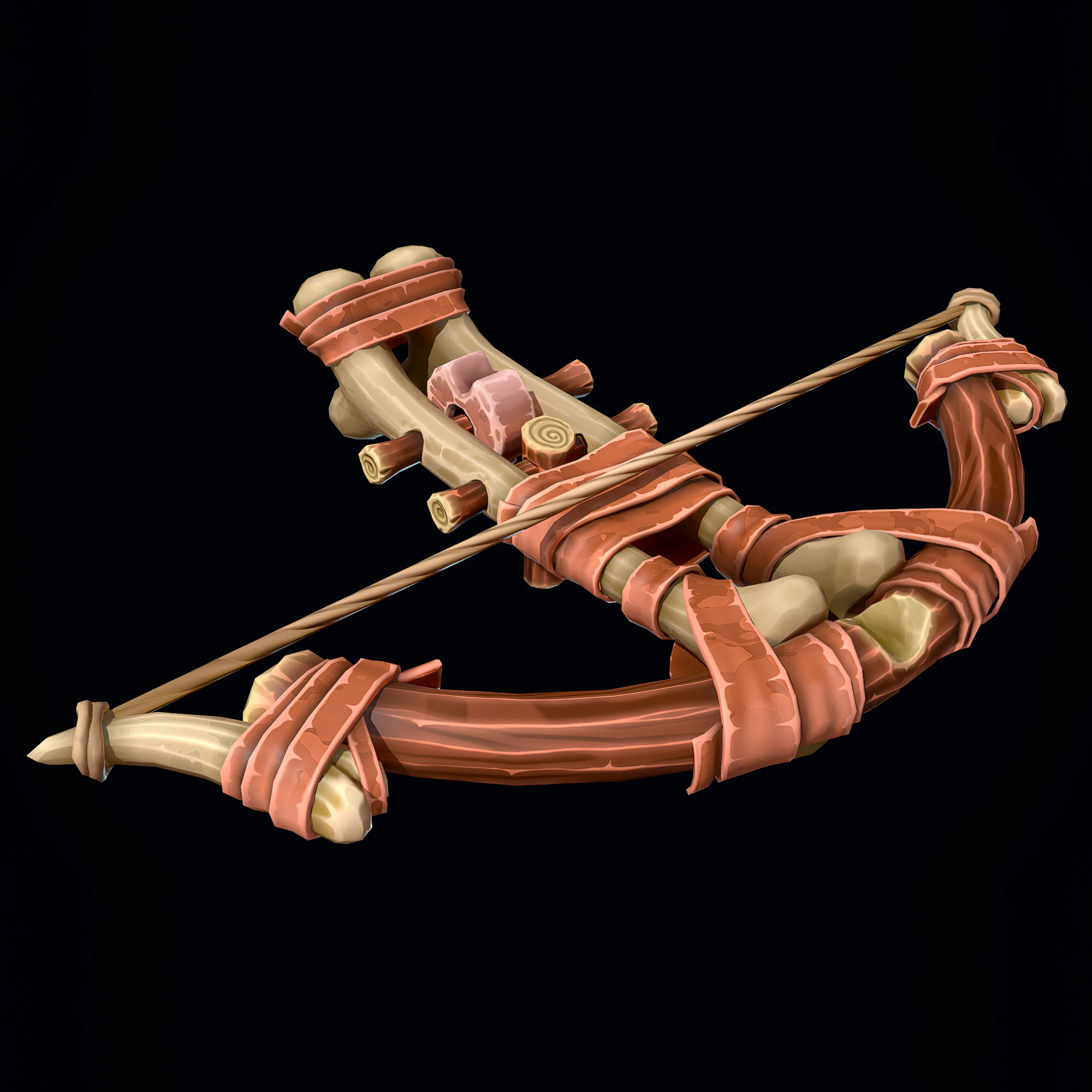 Stylized Primitive Crossbow 3D Model .c4d .max .obj .3ds .fbx .stl .blend 