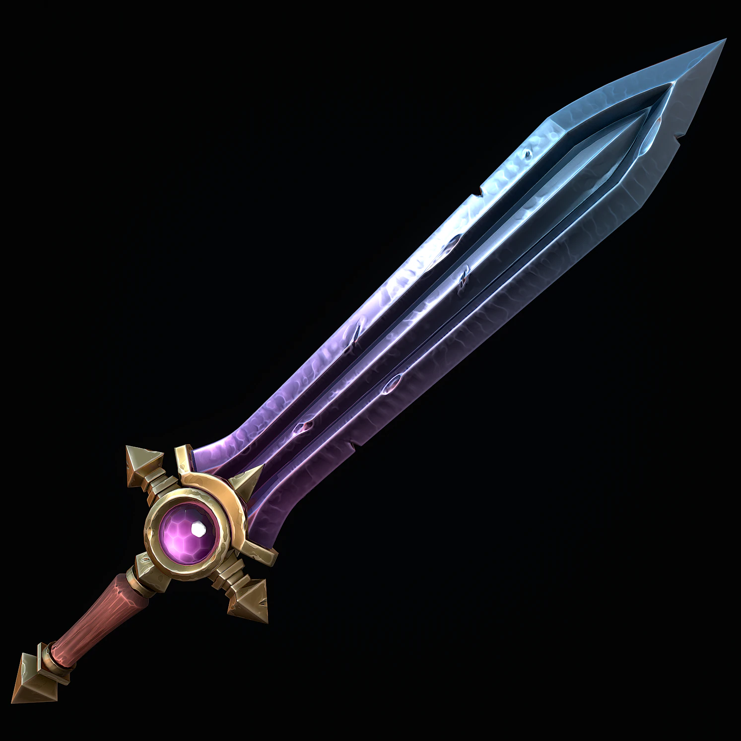 Stylized Hero Sword 3D Model .c4d .max .obj .3ds .fbx .stl .blend 