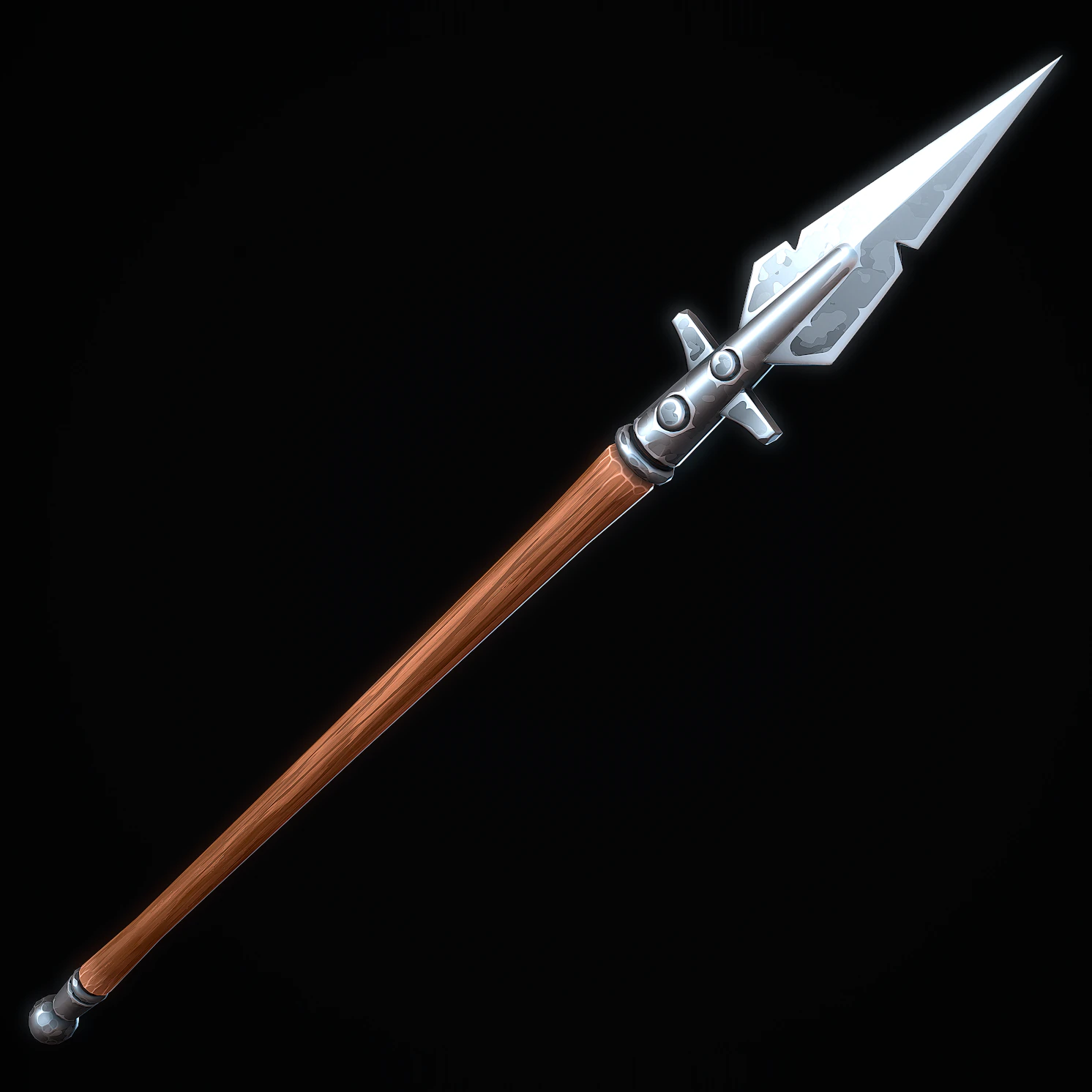 Stylized Medieval Spear 3D Model .c4d .max .obj .3ds .fbx .stl .blend 