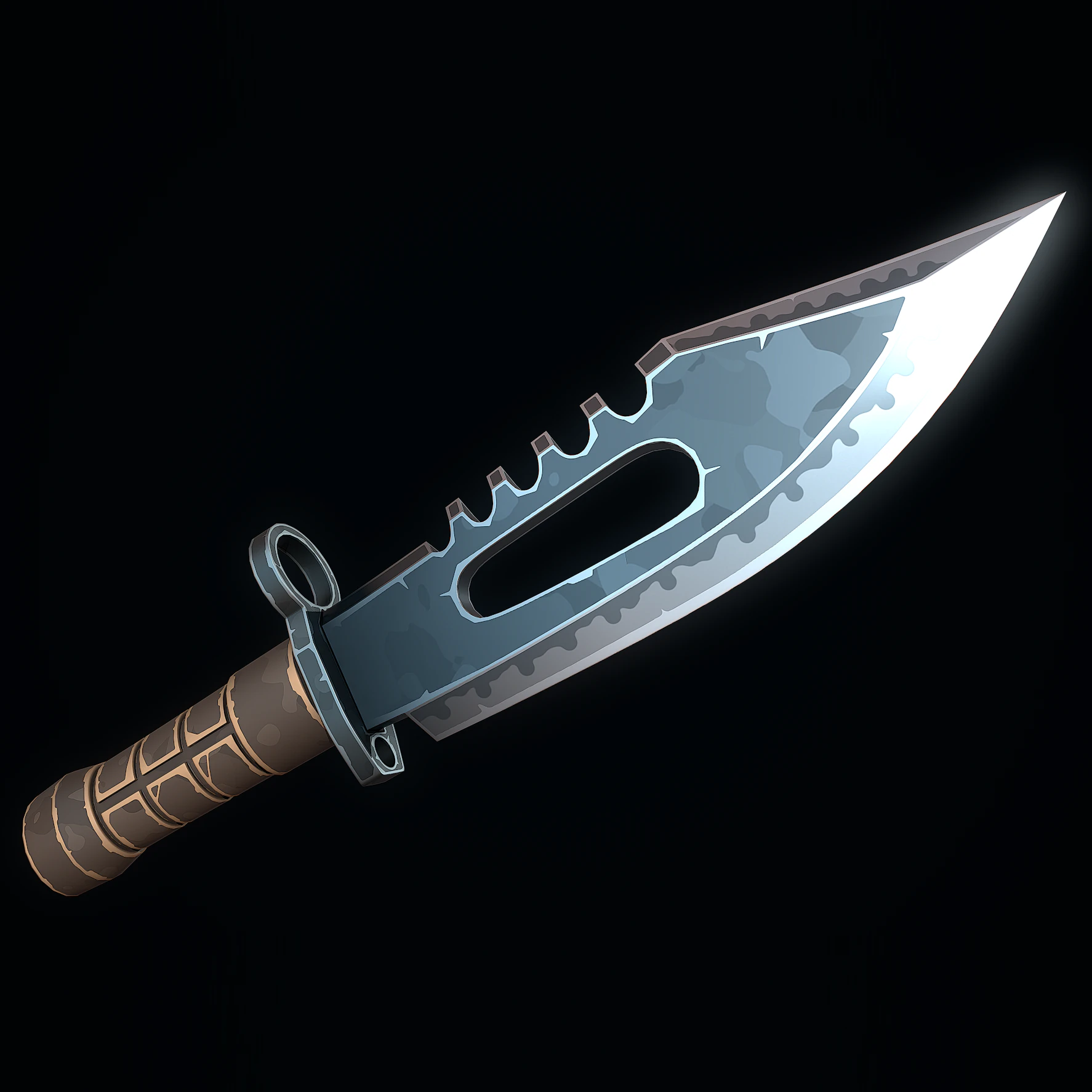 Stylized Military Knife 3D Model .c4d .max .obj .3ds .fbx .stl .blend 