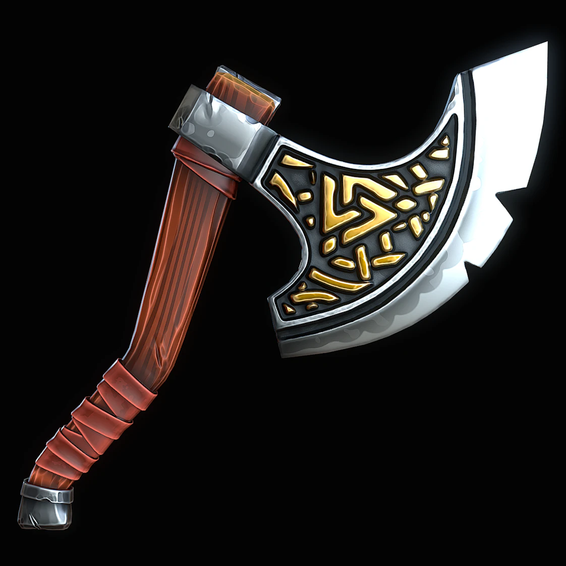 Stylized Axe 3D Model .c4d .max .obj .3ds .fbx .stl .blend 