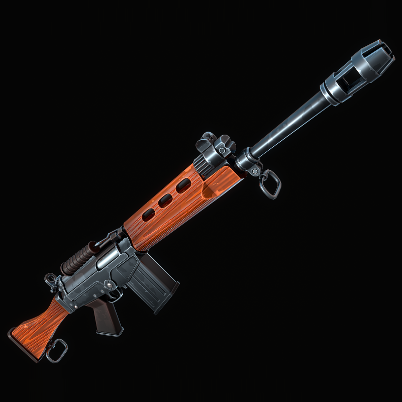 Стилизованная винтовка FN FAL. 3D Модель .c4d .max .obj .3ds .fbx .stl .blend 