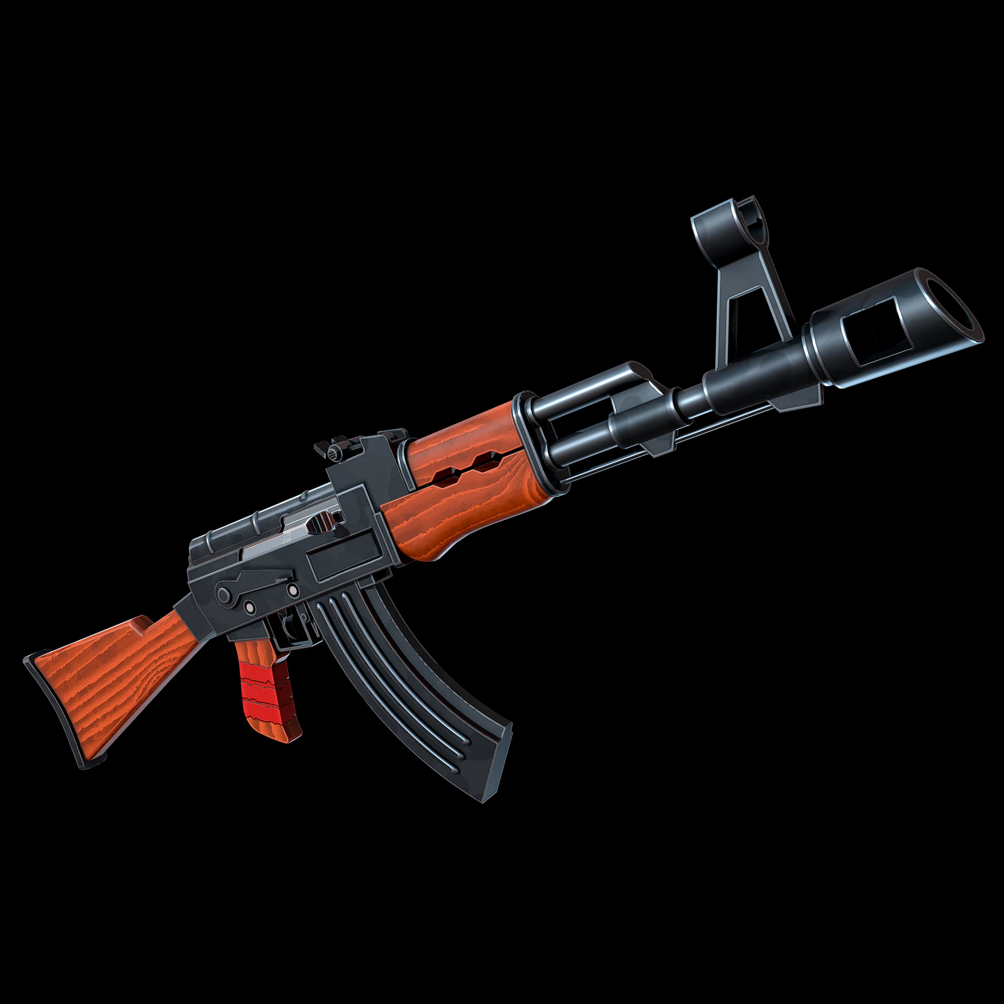AK-47 stilizzato Modello 3D .c4d .max .obj .3ds .fbx .stl .blend
