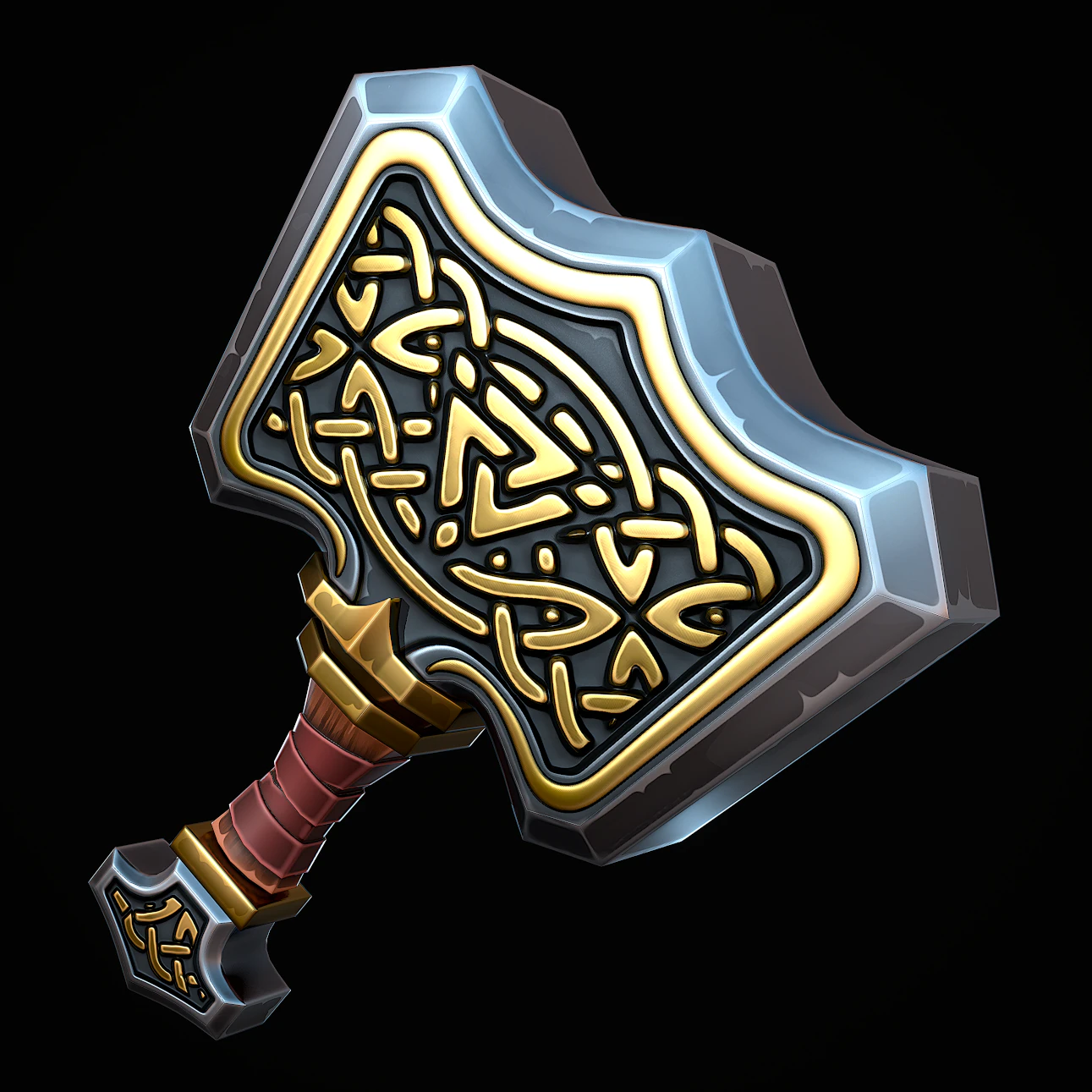 Stylized Mjolnir 3D Model .c4d .max .obj .3ds .fbx .stl .blend 