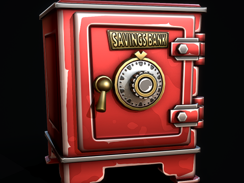 Stilisierter Retro-Safe 3D Modell