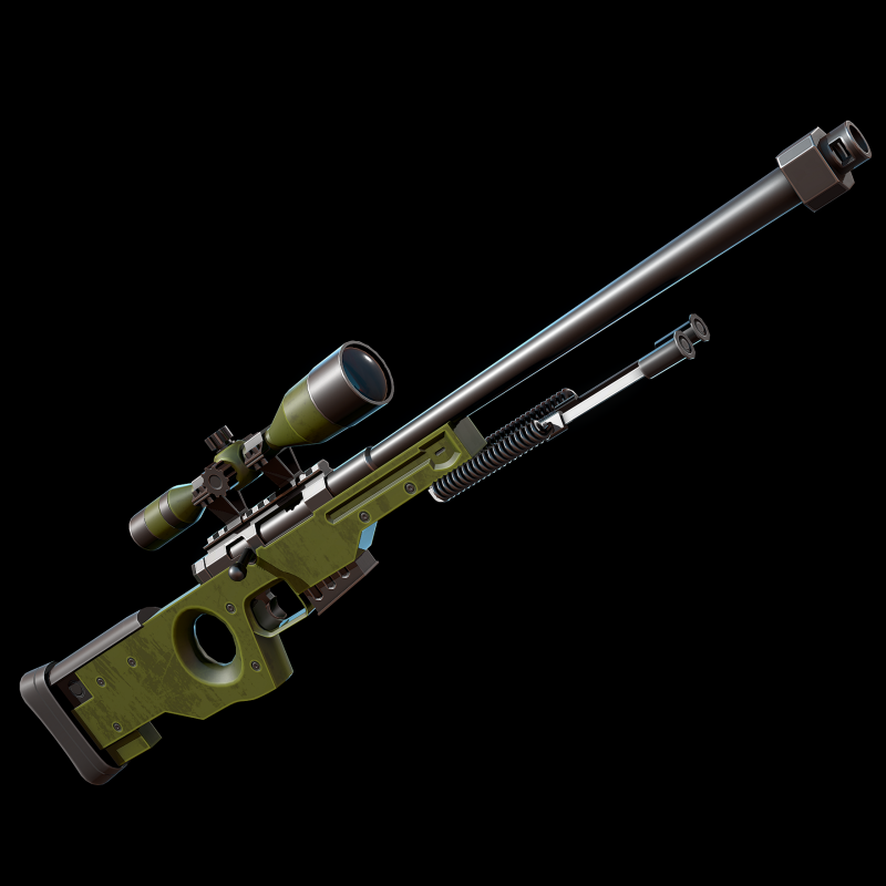 Rifle de francotirador AWP estilizado Modelo 3D .c4d .max .obj .3ds .fbx .stl .blend 