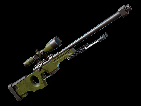 Stylized AWP Sniper Rifle 3D Model