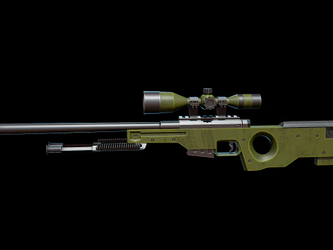 Stylized AWP Sniper Rifle 3D Model