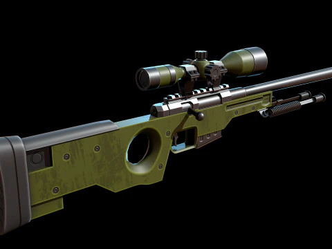 Stylized AWP Sniper Rifle 3D Model
