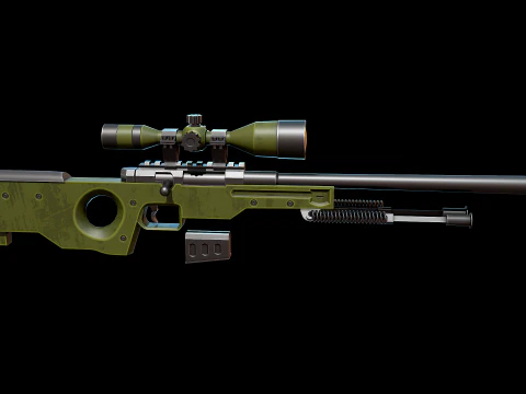 Stylized AWP Sniper Rifle 3D Model