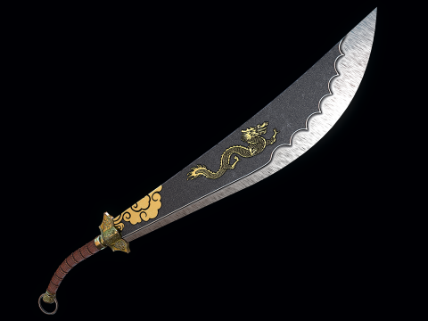 दो हाथ वाली दाओ तलवार 3D मॉडल