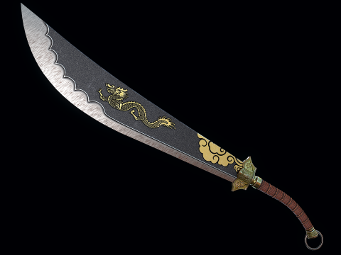 दो हाथ वाली दाओ तलवार 3D मॉडल