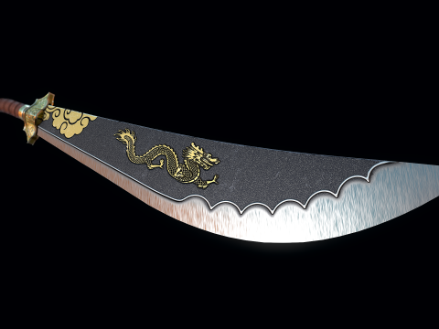 दो हाथ वाली दाओ तलवार 3D मॉडल