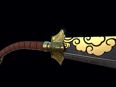 दो हाथ वाली दाओ तलवार 3D मॉडल