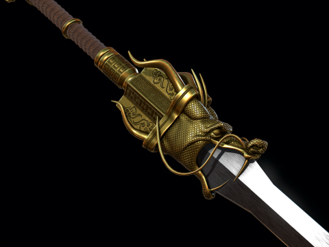 Golden Dragon Sword 3D Model