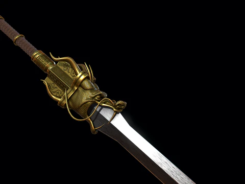 Golden Dragon Sword 3D Model