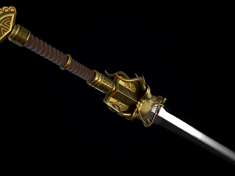 Golden Dragon Sword 3D Model