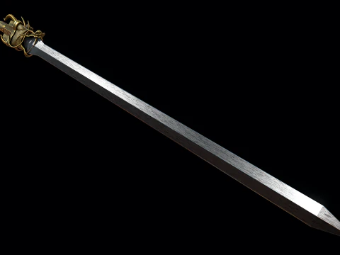 Golden Dragon Sword 3D Model