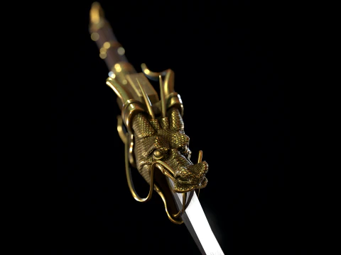 Golden Dragon Sword 3D Model
