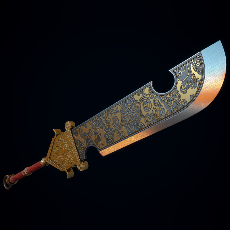 Chinese Great Broadsword 3D Model .c4d .max .obj .3ds .fbx .stl .blend