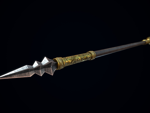 Chinese Trident Spear 3D Model