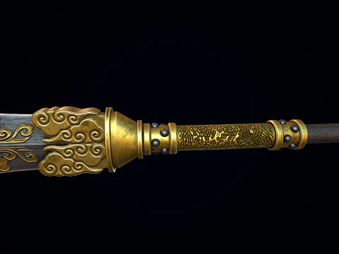 Chinese Trident Spear 3D Model