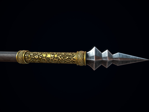 Chinese Trident Spear 3D Model