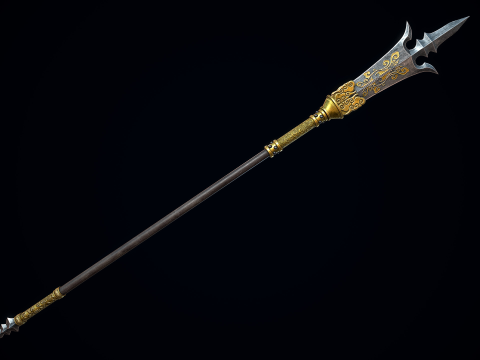 Chinese Trident Spear 3D Model