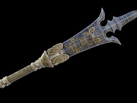 Chinese Trident Spear 3D Model