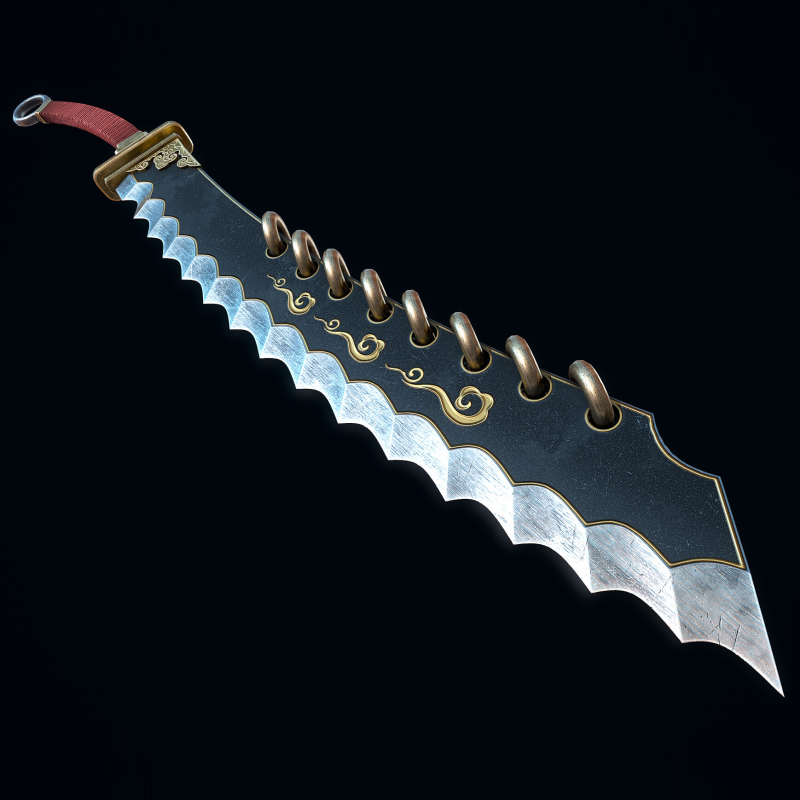 Jagged Dao Sword 3D Model .c4d .max .obj .3ds .fbx .stl .blend