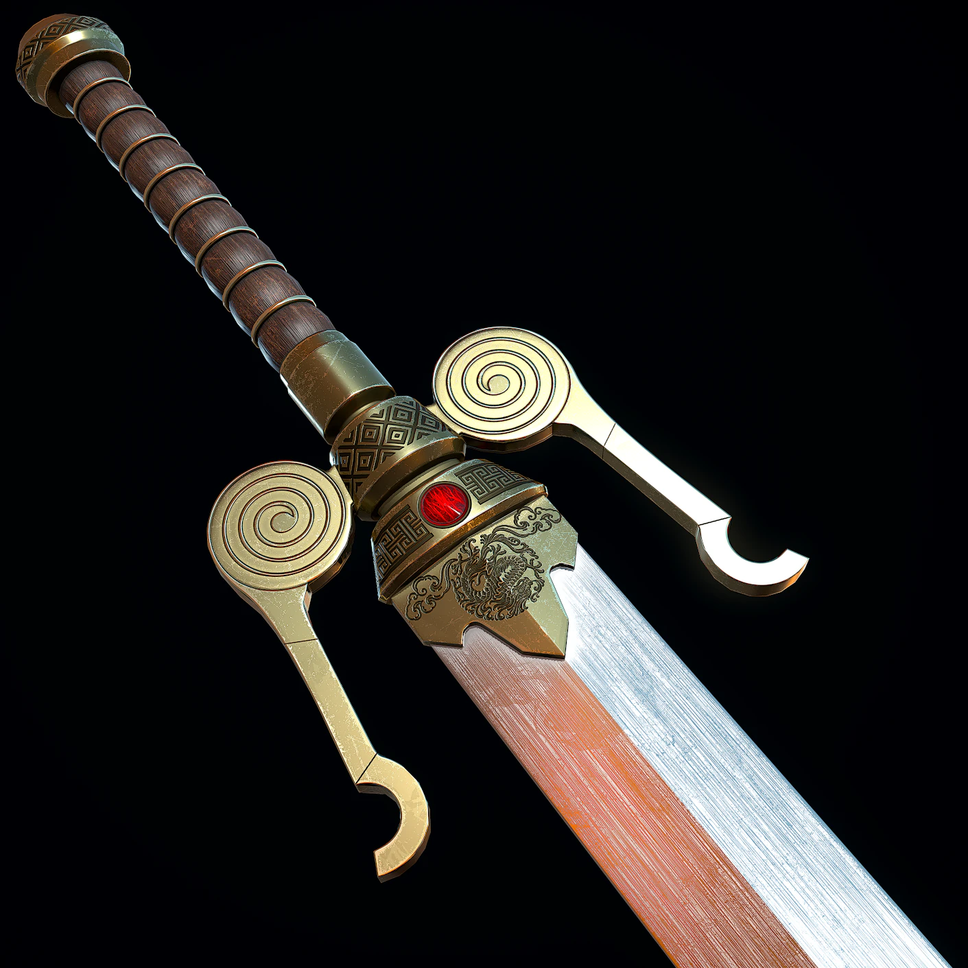 Serpent Sword 3D Model .c4d .max .obj .3ds .fbx .stl .blend 
