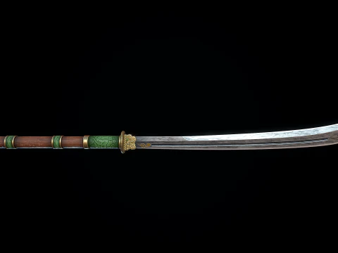 Jade Curved Sword 3D Model