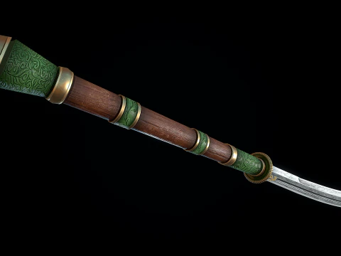 Jade Curved Sword 3D Model