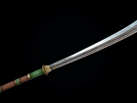 Jade Curved Sword 3D Model