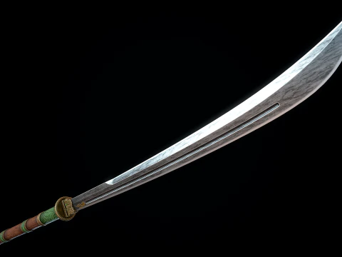 Jade Curved Sword 3D Model