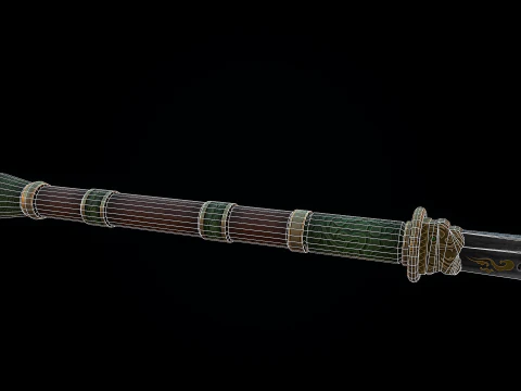 Jade Curved Sword 3D Model