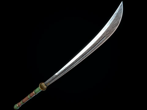 Jade Curved Sword 3D Model