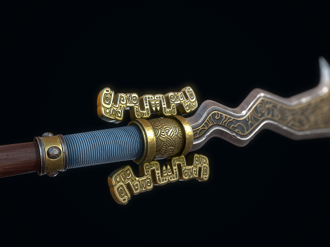 Lancia del serpente a doppio taglio Modello 3D